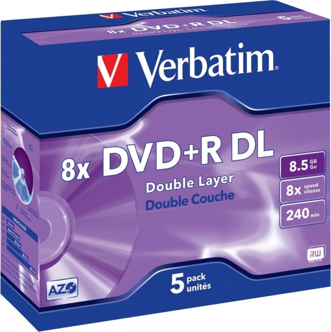 DVD+R VERBATIM  8.5GB, 240min, viteza 8x, Double Layer, 5Pack, Jewel Case, Cod Produs: 43541 [1]