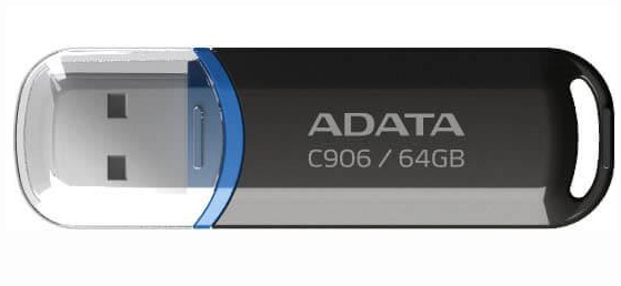 Electronice - MEMORIE USB 2.0 ADATA 64 GB, cu capac, carcasa plastic, negru, Cod Produs: AC906-64G-RBK