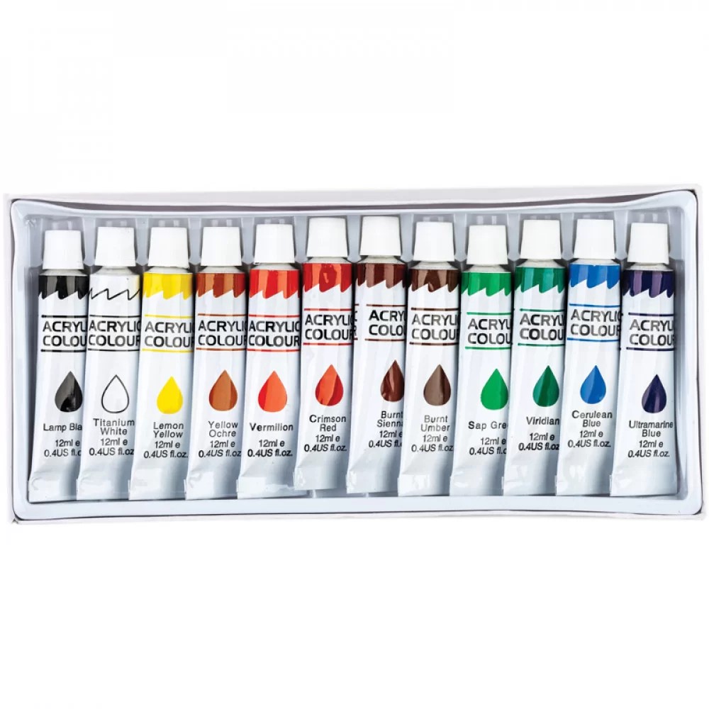 Acuarele acrilice 12 culori in tub metalic 12ml [1]