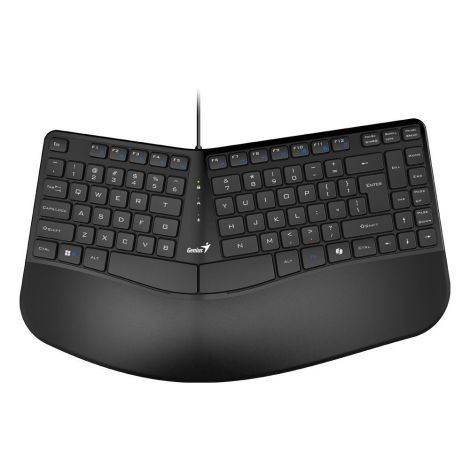 Electronice - TASTATURA GENIUS USB, 104 taste, 12 functii, ergonomic, palm rest, AI, cablu 1.5m, black, Cod Produs: 31310053400