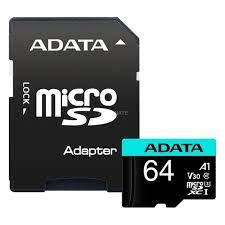 Electronice - CARD MicroSD ADATA PremierPro, 64 GB, MicroSDHC, clasa 10, standard UHS-I U1, Cod Produs: AUSDX64GUI3V30SA2-RA1