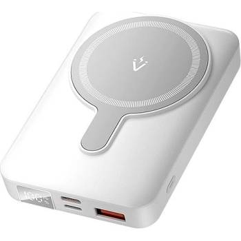 Electronice - POWER BANK Vention 10.000 mAh, 22.5W magnetic, wireless, 2 x USB-C, 1x USB-A, afisaj LED, stand integrat, 230g, alb, Cod Produs: FHTW0
