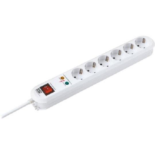 Prize si prelungitoare - PRELUNGITOR Bachmann, Schuko x 6, conectare prin Schuko (T), cablu 1.5 m, protectie supratensiune, alb, Cod Produs: B381.2501KR