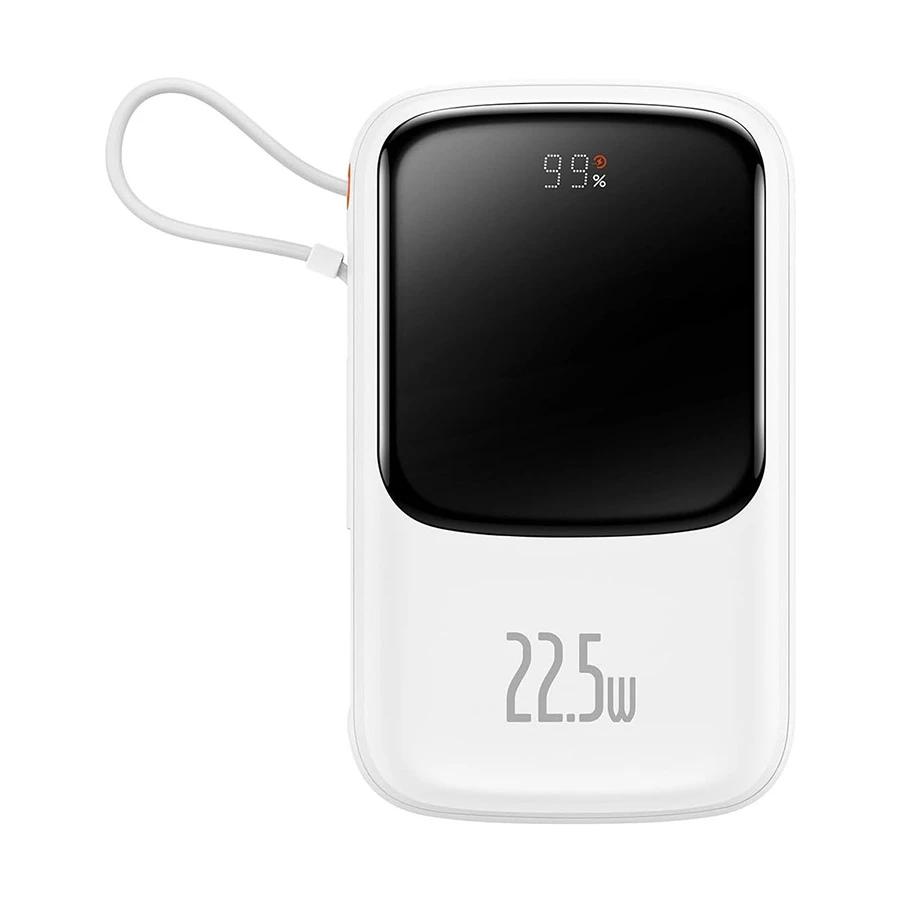 Electronice - POWER BANK Baseus Qpow Pro Digital Display, 10000mAh, 22.5W, 1 x cablu integrat USB Type-C output/input, 1 x USB, 1 x Lightning, alb Cod Produs: PPQD060102