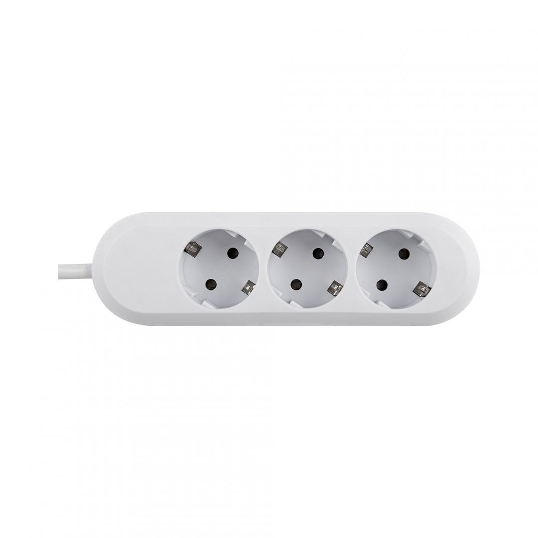 Prize si prelungitoare - PRELUNGITOR Bachmann, Schuko x 3, conectare prin Schuko (T), cablu 5 m, fara protectie, alb, Cod Produs: BM-387.272R