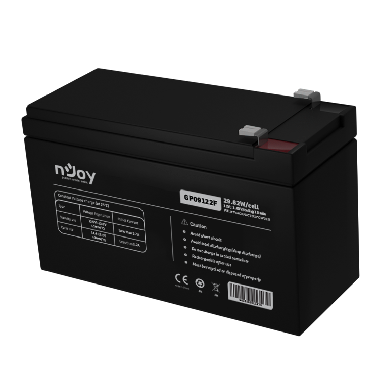 Electronice - nJoy |BTVACIUOCTO2FCW01B | GP09122F | Baterie UPS  | 12 V | 9 A | Borne  F2 | 29,82 W | 151 x 65 x 100 mm Cod Produs: BTVACIUOCTO2FCW01B