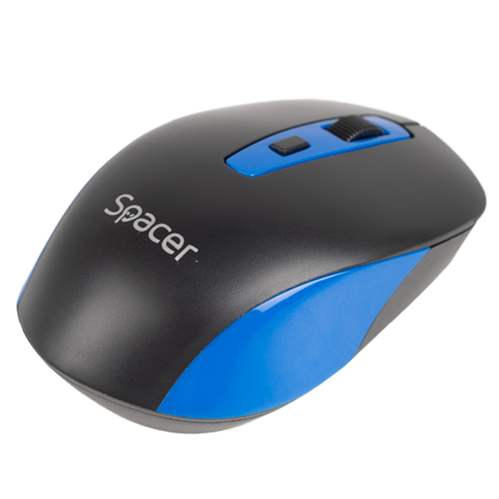 MOUSE Spacer, PC sau NB, wireless, 2.4GHz, optic, 1600 dpi, butoane/scroll 4/1, negru cu albastru, baterii incluse 2x AAA, ambalaj blister Cod Produs: SPMO-WS01-BKBL [2]