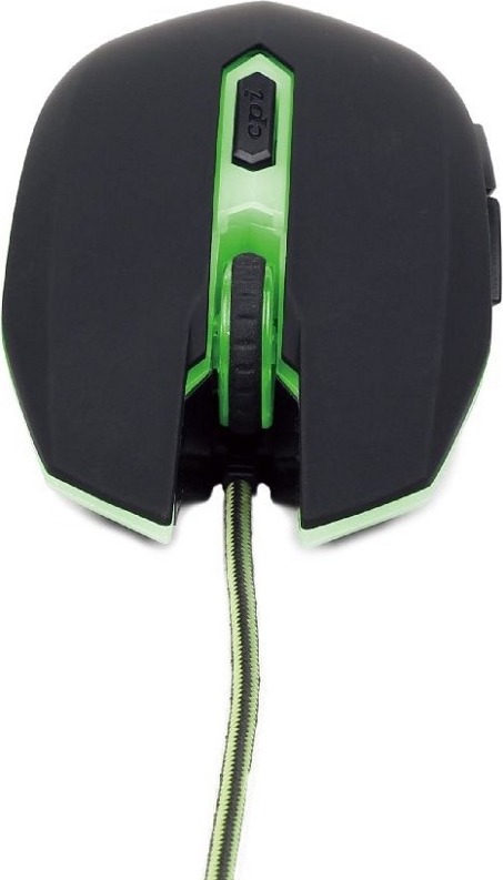 MOUSE GEMBIRD, gaming, cu fir, USB, optic, 2400 dpi, butoane/scroll 6/1, iluminare, negru / verde, Cod Produs: MUSG-001-G [2]