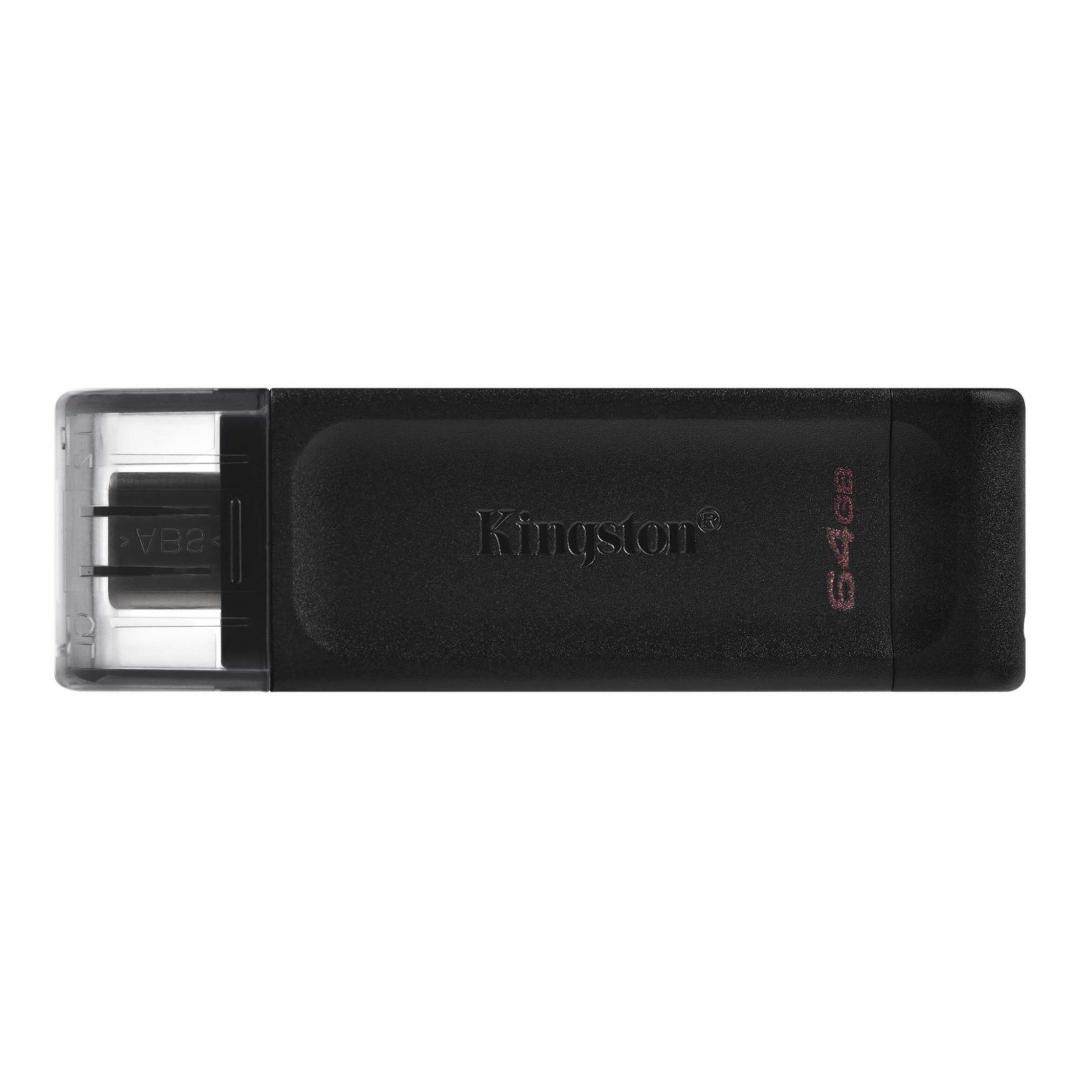 Electronice - MEMORIE USB Type-C KINGSTON 64 GB, cu capac, carcasa plastic, negru, Cod Produs: DT70/64GB