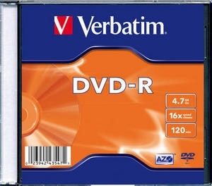 Blank-uri - DVD-R VERBATIM  4.7GB, 120min, viteza 16x, 1 buc, Slim Case, Single Layer, Cod Produs: 43547