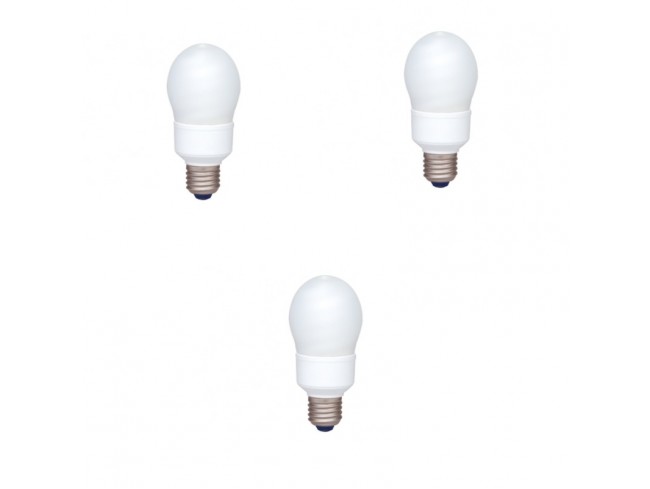 Becuri - SET 3 becuri fluorescent Panasonic, soclu E27, putere 13W, forma oval, lumina alb rece, alimentare 220 - 240 V, Cod Produs: EFA13E672V-3