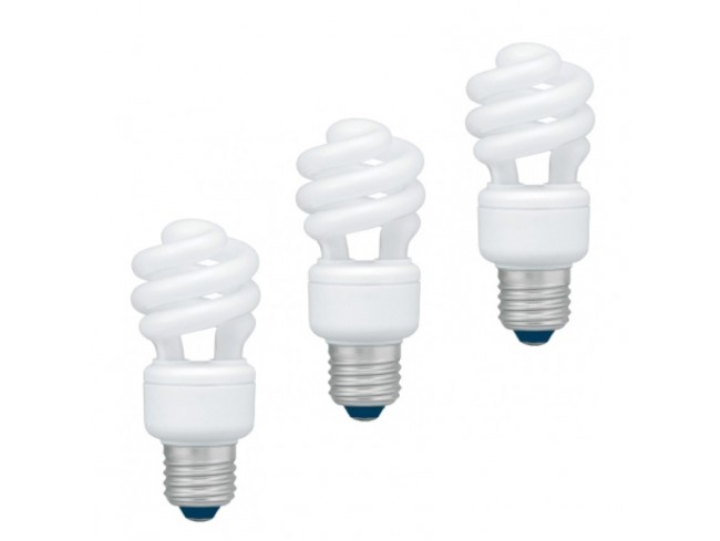 Becuri - SET 3 becuri fluorescent Panasonic, soclu E27, putere 11W, forma spirala, lumina alb calda, alimentare 220 - 240 V, Cod Produs: EFD11E27HD3E-3