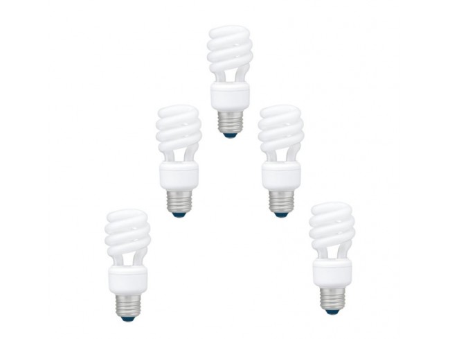 Becuri - SET 5 becuri fluorescent Panasonic, soclu E27, putere 11W, forma spirala, lumina alb calda, alimentare 220 - 240 V, Cod Produs: EFD11E27HD3E-5