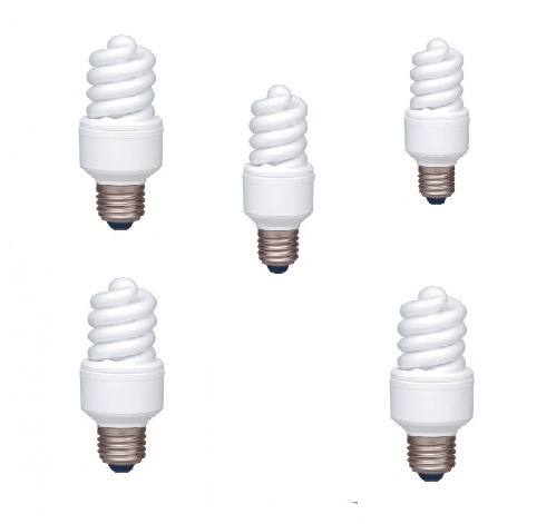 Becuri - SET 5 becuri fluorescent Panasonic, soclu E27, putere 13W, forma spirala, lumina alb calda, alimentare 220 - 240 V, Cod Produs: EFD13E282V-5