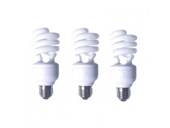 Becuri - SET 3 becuri fluorescent Panasonic, soclu E27, putere 19W, forma spirala, lumina alb calda, alimentare 220 - 240 V, Cod Produs: EFD19E27HD3E-3