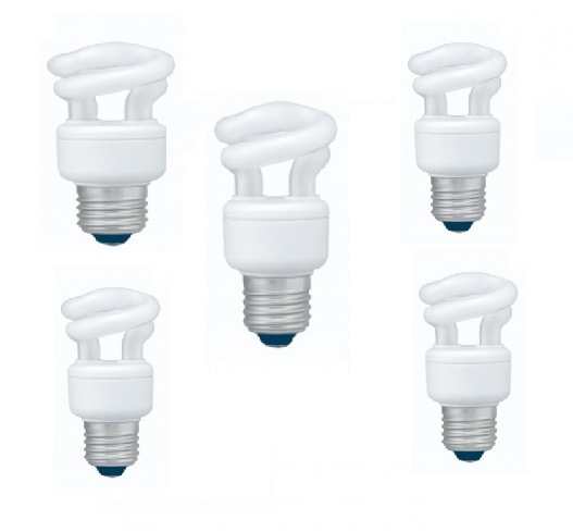 Becuri - SET 3 becuri fluorescent Panasonic, soclu E27, putere 5W, forma spirala, lumina alb calda, alimentare 220 - 240 V, Cod Produs: EFD5E27HD3E-5