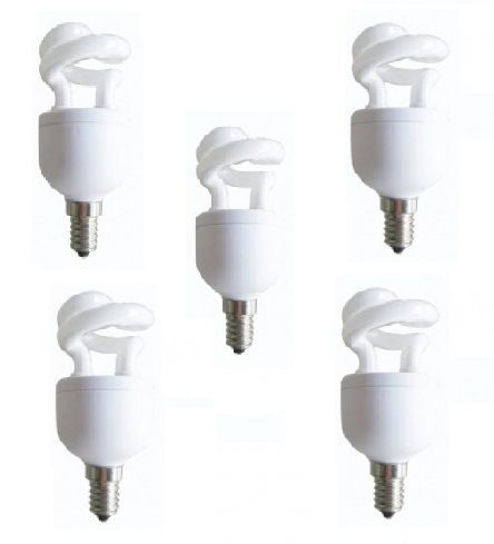 Becuri - SET 5 becuri fluorescent Panasonic, soclu E27, putere 5W, forma spirala, lumina alb calda, alimentare 220 - 240 V, Cod Produs: EFD5E27HDE14E-5