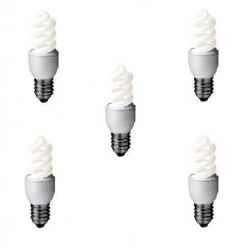 Becuri - SET 3 becuri fluorescent Panasonic, soclu E27, putere 8W, forma spirala, lumina alb rece, alimentare 220 - 240 V, Cod Produs: EFD8E65HD-5