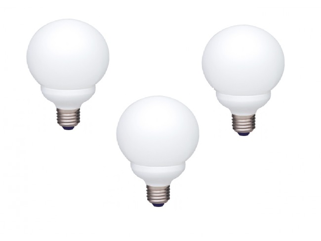 Becuri - SET 3 becuri fluorescent Panasonic, soclu E27, putere 13W, forma sferic, lumina alb calda, alimentare 220 - 240 V, Cod Produs: EFG13E282V-3