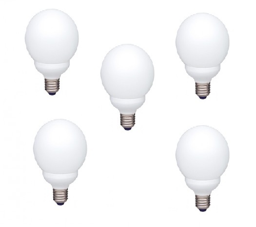 Becuri - SET 5 becuri fluorescent Panasonic, soclu E27, putere 18W, forma oval, lumina alb rece, alimentare 220 - 240 V, Cod Produs: EFG18E65HD-5