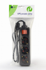 Prize si prelungitoare - PRELUNGITOR GEMBIRD, Schuko x 3, conectare prin IEC C14 (T), cablu 0.6 m, 10 A, protectie copii, negru, Cod Produs: EG-PSU3-01