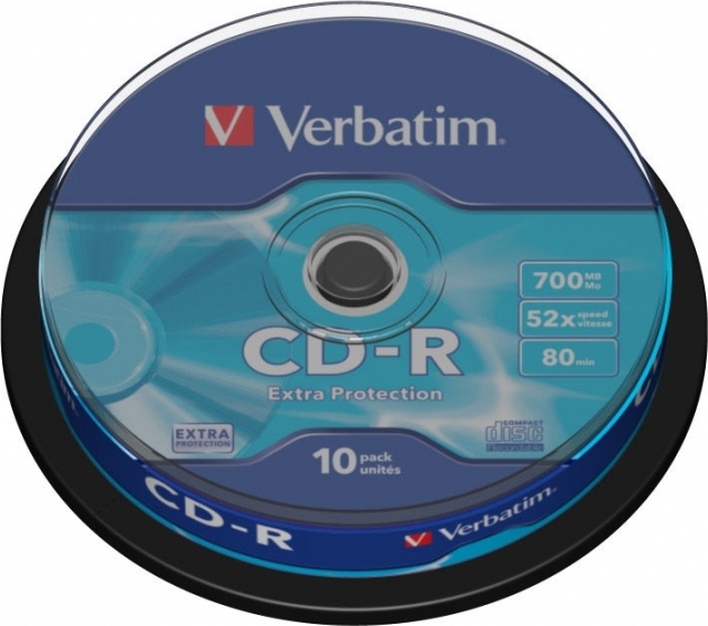 Blank-uri - CD-R VERBATIM  700MB, 80min, viteza 52x,  10 buc, spindle, Cod Produs: 43437