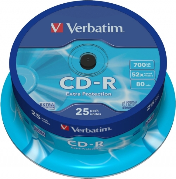 Blank-uri - CD-R VERBATIM  700MB, 80min, viteza 52x,  25 buc, spindle, Cod Produs: 43432
