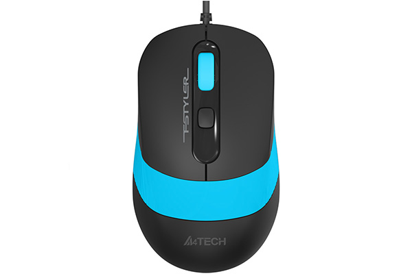 Electronice - MOUSE A4tech, PC sau NB, cu fir, USB, optic, 1600 dpi, butoane/scroll 4/1, buton selectare viteza, negru / albastru, Cod Produs: FM10 Blue