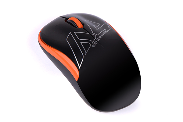 MOUSE A4tech, PC sau NB, wireless, 2.4GHz, optic, 1000 dpi, butoane/scroll 3/1, , negru / portocaliu, 45507104 Cod Produs: G3-300N-BO [1]