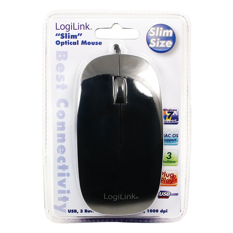 MOUSE Logilink, PC sau NB, cu fir, USB, optic, 1000 dpi, butoane/scroll 3/1, , negru, Cod Produs: ID0063 [1]