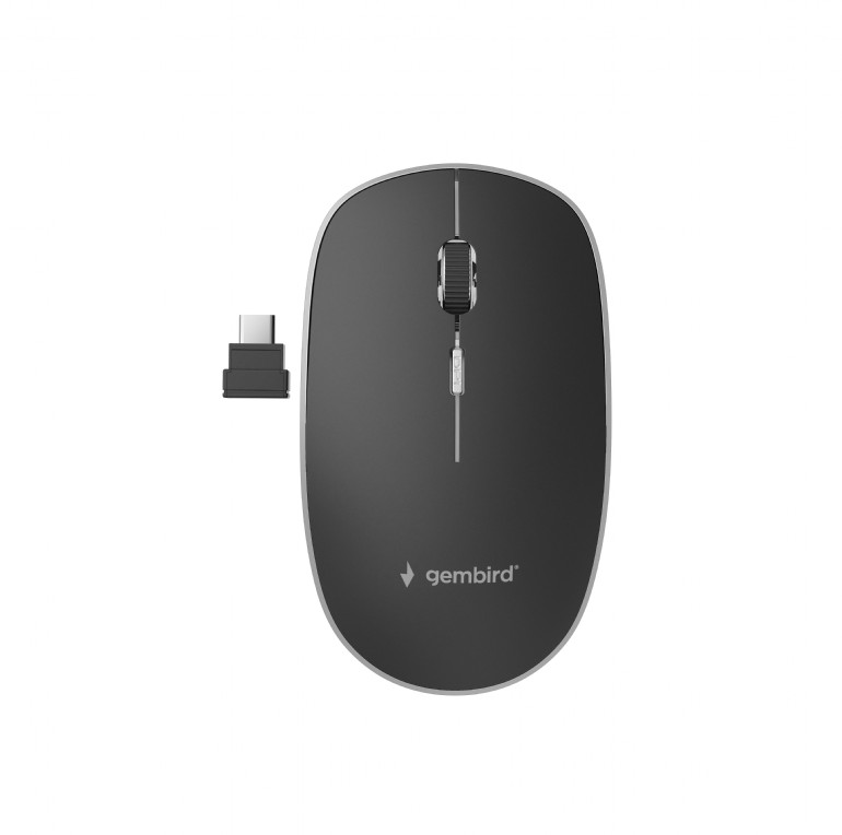 Electronice - MOUSE GEMBIRD, PC sau NB, wireless, 2.4GHz, optic, 1600 dpi, butoane/scroll 4/1, silent, USB-C, negru, Cod Produs: MUSW-4BSC-01