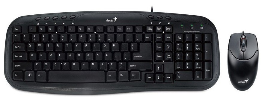Tastaturi - KIT wired GENIUS USB, tastatura 104 taste (concave) + mouse optic 1000dpi, 3 butoane, black, Cod Produs: 31330003400