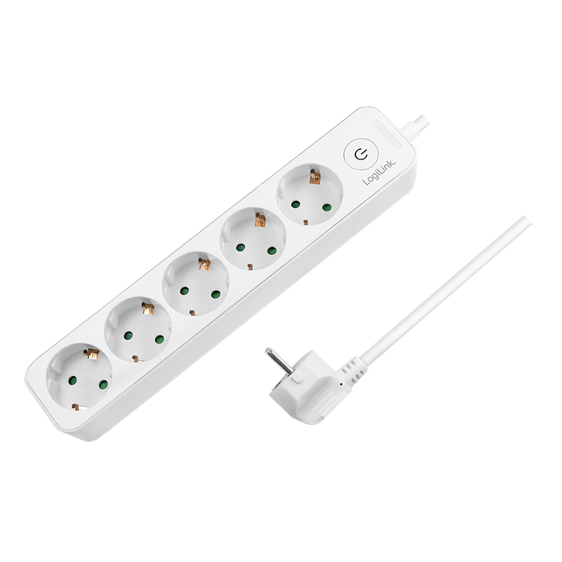 Electronice - PRELUNGITOR LOGILINK, Schuko x 5, cablu 3G 1.5mm2, 230V/16A, 50 Hz, max. 3600 W, buton intrerupator iluminat, IP20, 1.5m, alb Cod Produs: LPS246