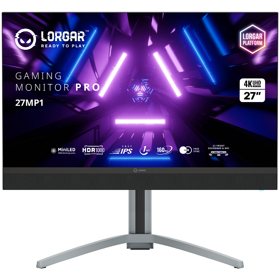 Monitoare - LORGAR 27MP1, UHD MiniLED Gaming Monitor Pro, 27 (3840*2160) fast IPS flat monitor, black/milky grey Cod Produs: LRG-27MP1U160-GY