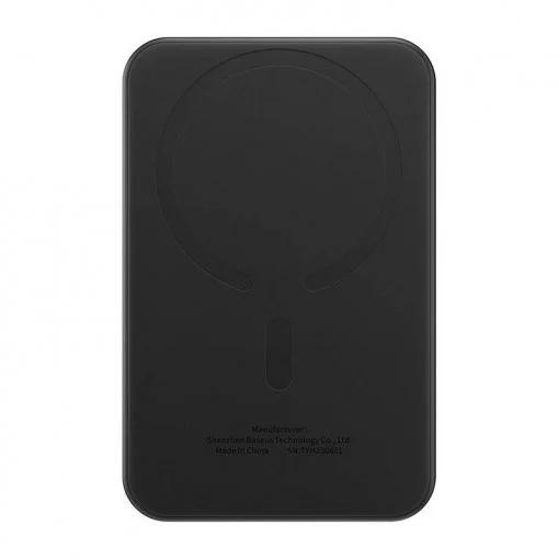 Electronice - POWER BANK Baseus Magnetic Mini Wireless, 5000mAh, max 20W pe cablu, 1 x USB Type-C output/input, 15W wireless charging, include cablu USB Type-C la USB Type-C 30cm, negru, Cod Produs: P10022107113-00