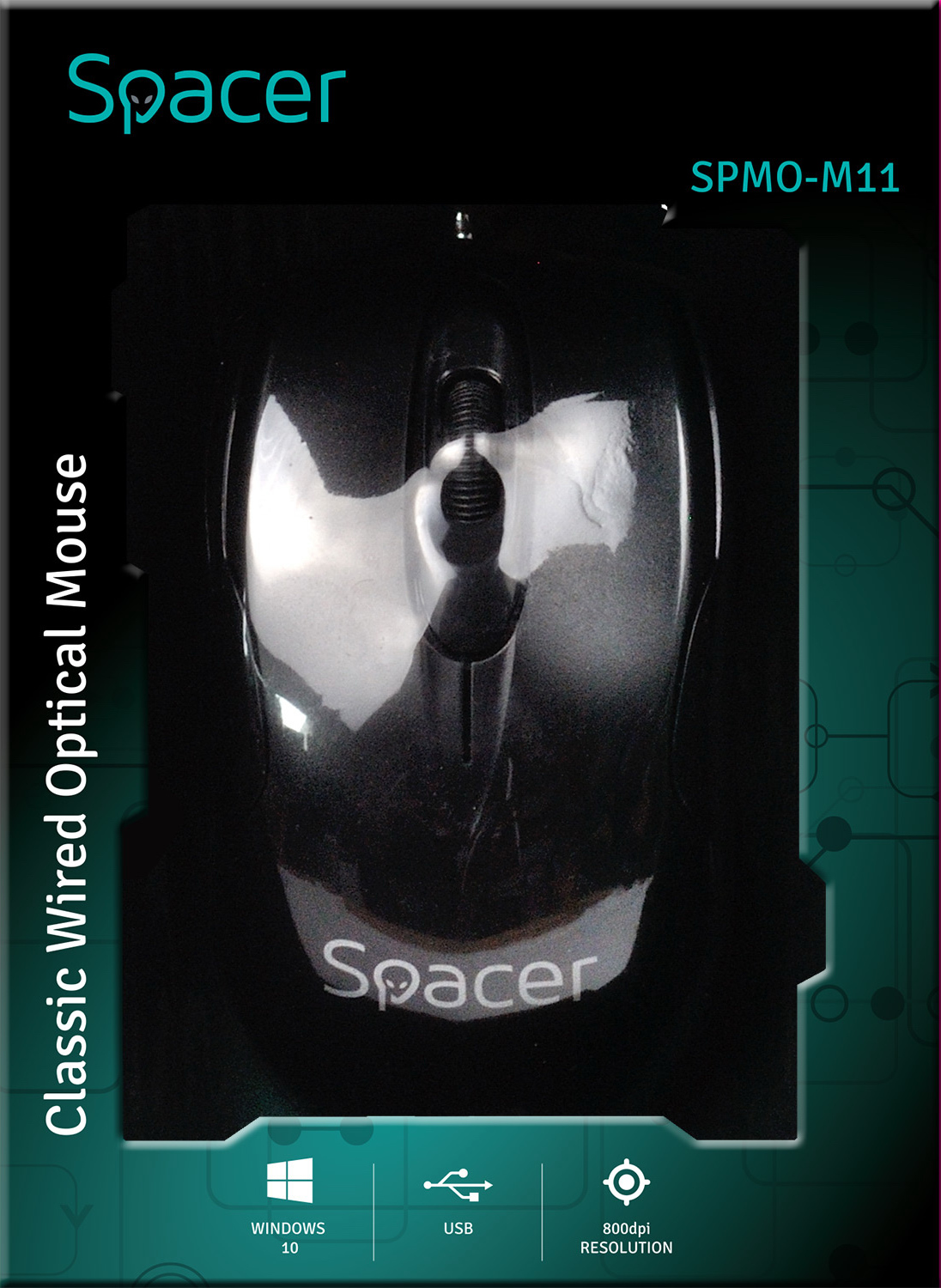 MOUSE  Spacer, PC sau NB, cu fir, USB, optic,  1200 dpi, butoane/scroll 3/1, , negru, Cod Produs: SPMO-M11 [5]