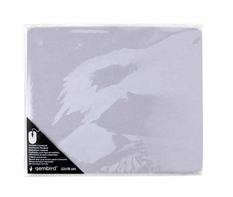 Mouse PAD - MousePAD GEMBIRD, cauciuc si material textil, 220 x 180 x 2 mm, printabil, alb, Cod Produs: MP-PRINT-S