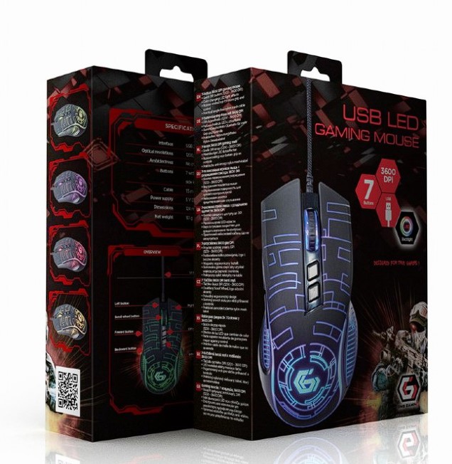 MOUSE GEMBIRD, gaming, cu fir, USB, optic, 3600 dpi, butoane/scroll 7/1, iluminare, cablu 1.5m, negru, Cod Produs: MUSG-RGB-01 [3]