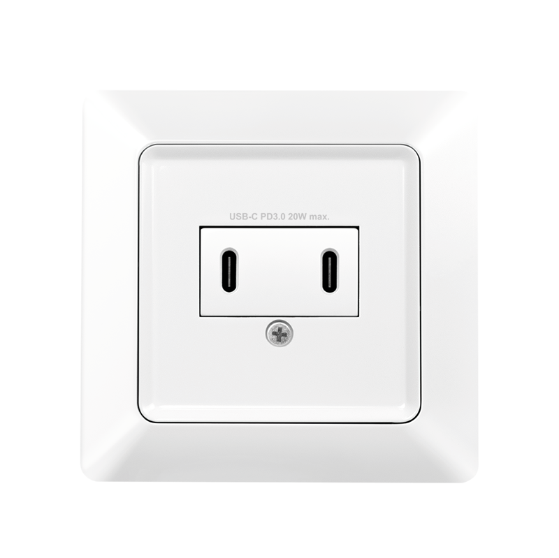 Electronice - PRIZA LOGILINK, pentru perete, Schuko x 1, 2xUSB-C PD 25W , 230V AC, 50 Hz, 16A, protectie IP20, adancime 35mm, alb, Cod Produs: PA0332