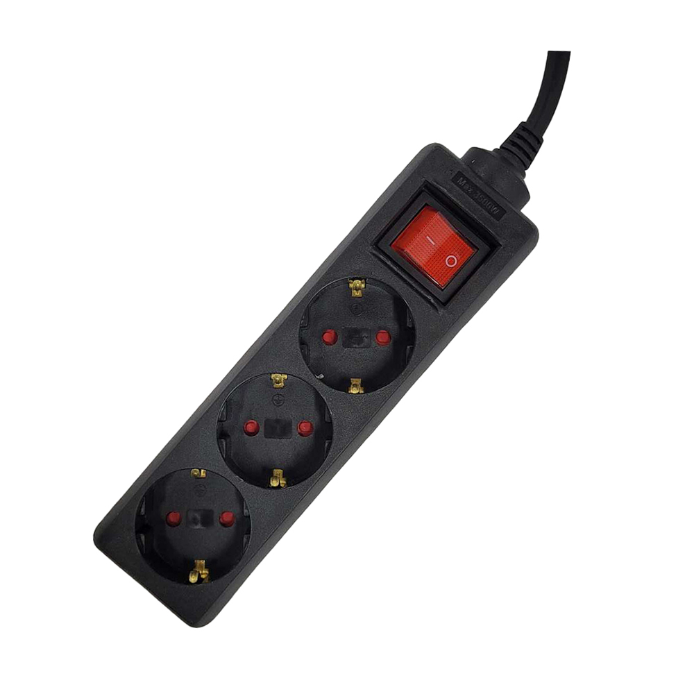 Electronice - PRELUNGITOR SPACER, Schuko x 3, conectare prin Schuko (T),cu intrerupator cablu 1.5 m, 16 A, protectie copii, Negru, Cod Produs: PP-3-15B