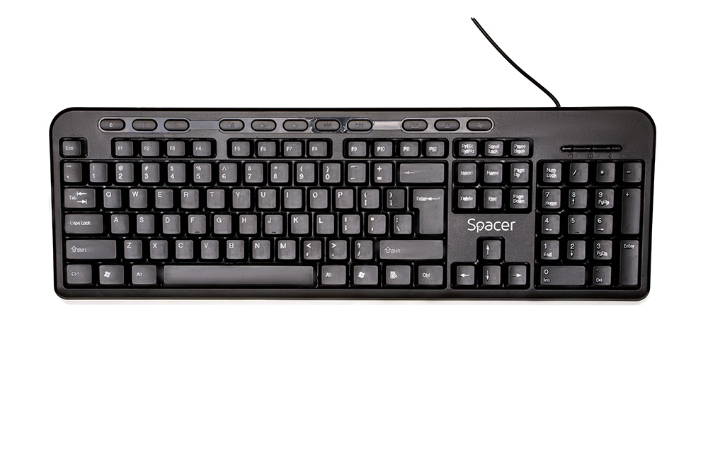 TASTATURA SPACER USB, multimedia, 104 taste + 11 taste multimedia, anti-spill, black, Cod Produs: SPKB-169 [1]