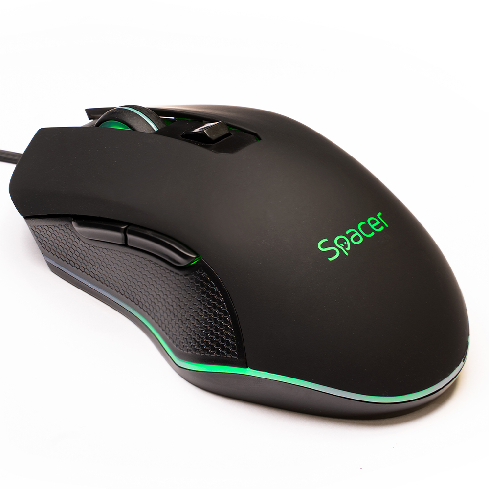 Periferice - MOUSE  Spacer - gaming, gaming, cu fir, USB, optic, 7200 dpi, butoane/scroll 6/1, iluminare, negru, Cod Produs: SP-GM-01