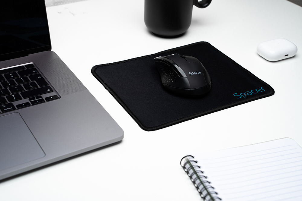MousePAD SPACER, cauciuc si material textil, cusut pe margine, 220 x 180 x 2 mm, negru Cod Produs: SP-PAD-S [2]