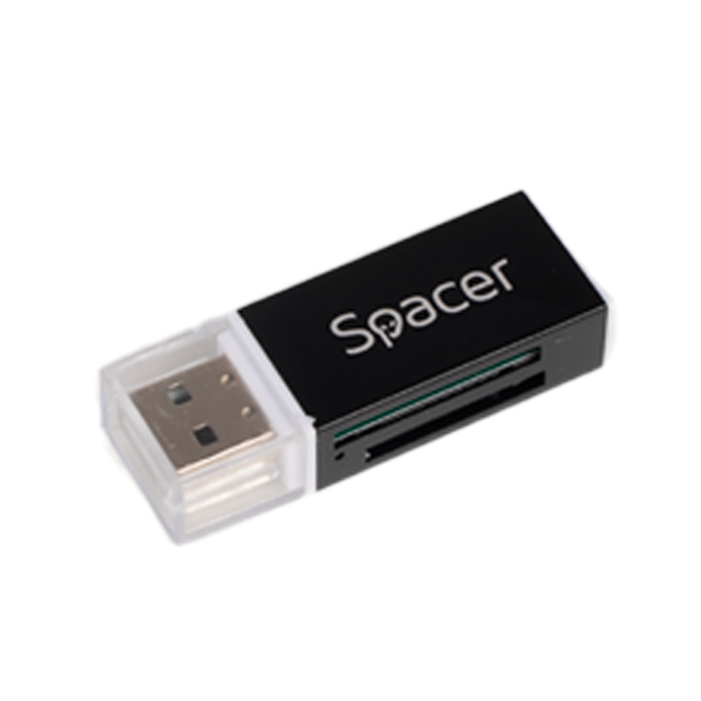Electronice - CARD READER extern SPACER, interfata USB 2.0, citeste/scrie: SD, microSD, MS, M2; aluminiu, black, Cod Produs: SPCR-658