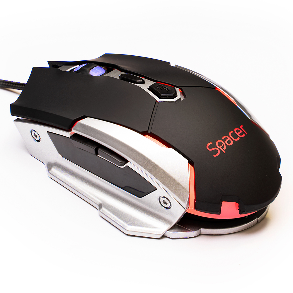 Periferice - MOUSE Spacer - gaming, gaming, cu fir, USB, optic, 3.200 dpi, butoane/scroll 7/1, iluminare, negru, Cod Produs: SPGM-PULSAR-LITE
