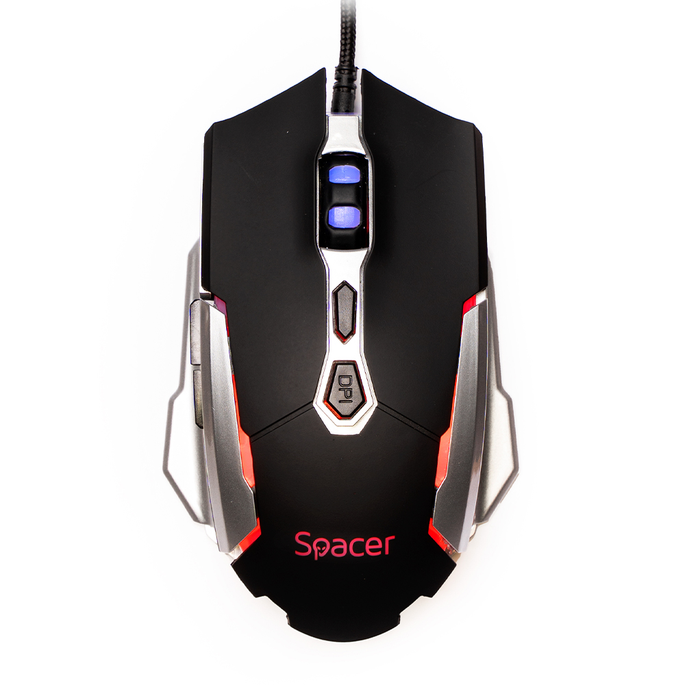 MOUSE Spacer - gaming, gaming, cu fir, USB, optic, 3.200 dpi, butoane/scroll 7/1, iluminare, negru, Cod Produs: SPGM-PULSAR-LITE [1]