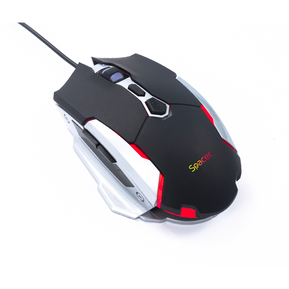 MOUSE Spacer - gaming, gaming, cu fir, USB, optic, 3.200 dpi, butoane/scroll 7/1, iluminare, negru, Cod Produs: SPGM-PULSAR-LITE [6]
