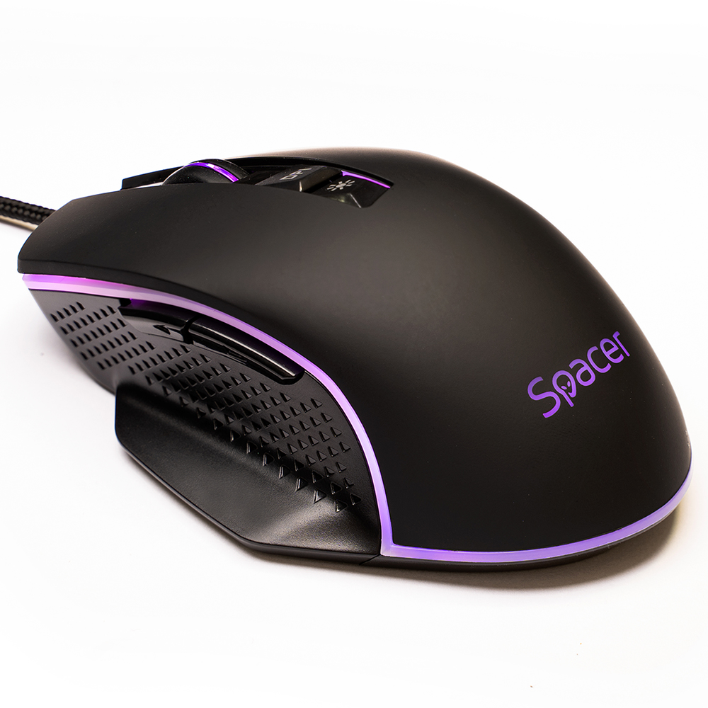 Periferice - MOUSE Spacer - gaming, gaming, cu fir, USB, optic, 8.000 DPI, butoane/scroll 7/1, iluminare RGB, negru, Cod Produs: SPGM-PULSAR-SPEED