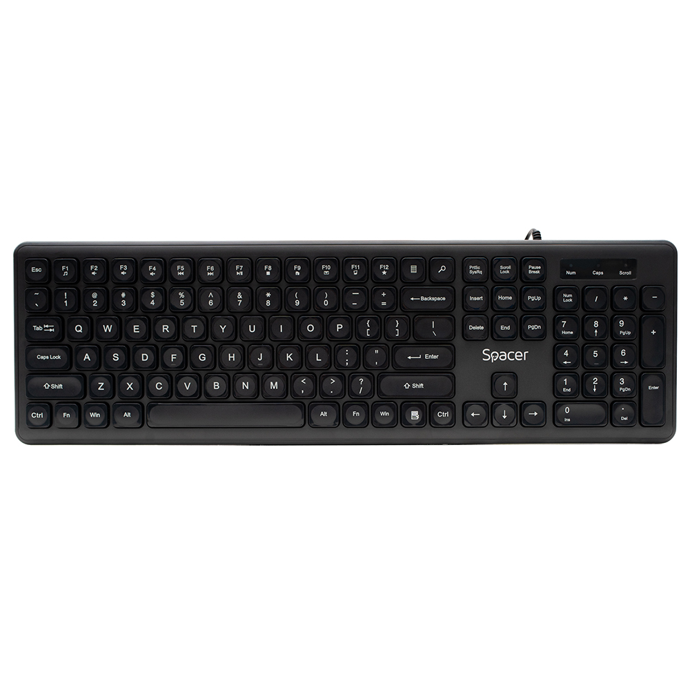 TASTATURA SPACER USB, 104 taste, silentioasa,  low profile fingertip keycap design,  black, Cod Produs: SPKB-LWP-03 [3]
