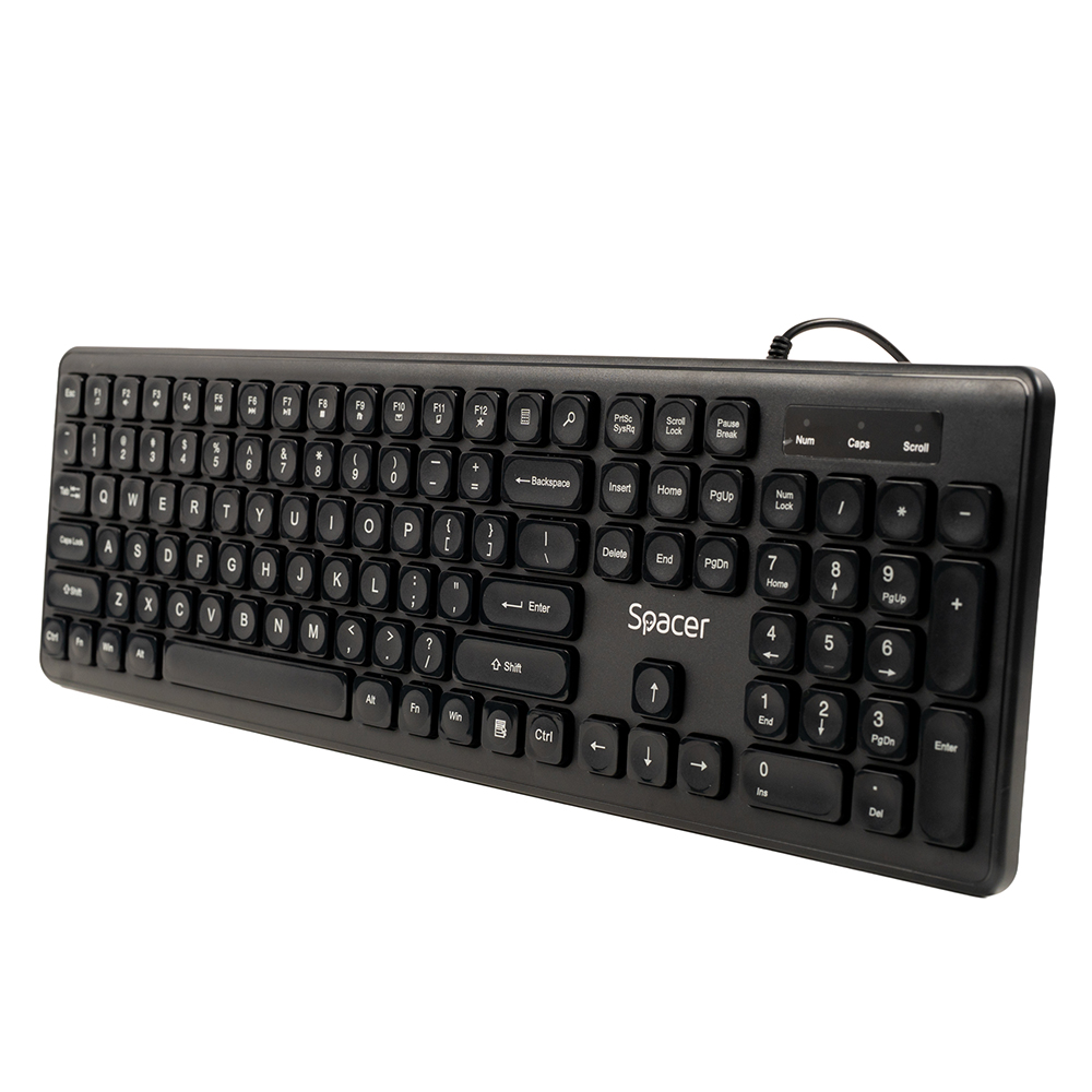 TASTATURA SPACER USB, 104 taste, silentioasa,  low profile fingertip keycap design,  black, Cod Produs: SPKB-LWP-03 [2]